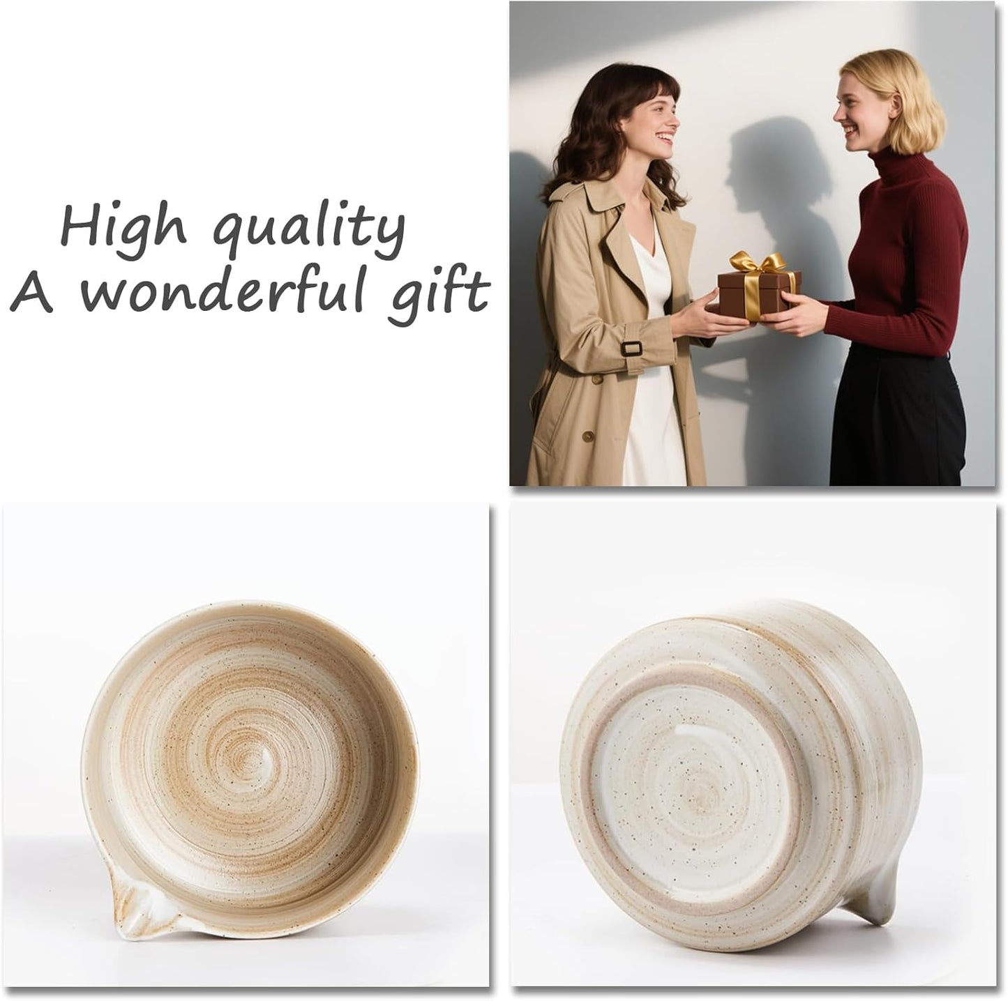 Matcha Whisk Set, Matcha Set, 6 Pieces, with Bamboo Whisk, Ceramic Bowl & Sifter Complete Matcha kit Tea Includes Scoop & Spout Bowl, Traditional Japanese Tea Accessories for Home (set of 6)