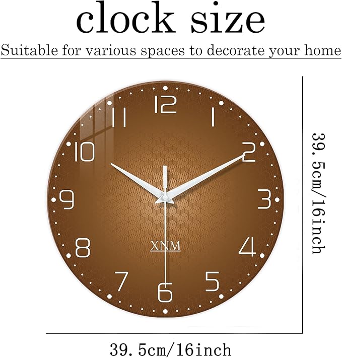 XNM Large Wall Clocks Battery Operated 16 Inch Modern Glass Wall Clock - Image 3