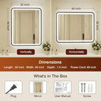 32x40 Inch Black Framed LED Bathroom Mirror - Image 2