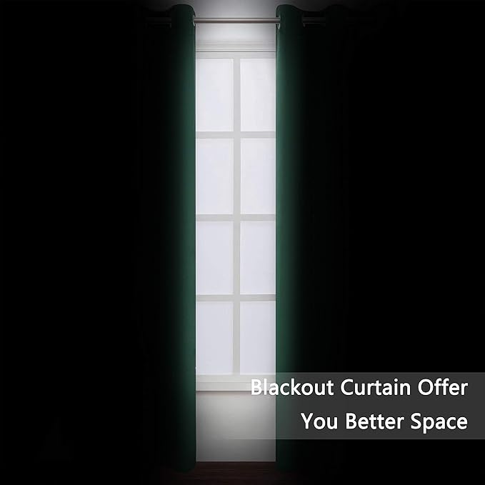 LEMOMO Dark Green Thermal Blackout Curtains/38 x 84 Inch/Set of 2 Panels Room - Image 3