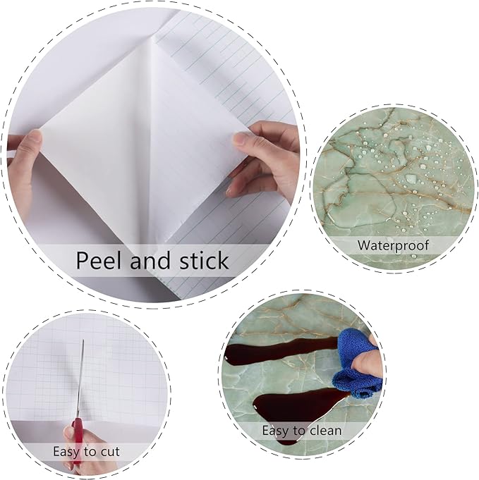 Cyan Marble Contact Paper for Countertops Waterproof Marble Wallpaper Peel and - Image 9