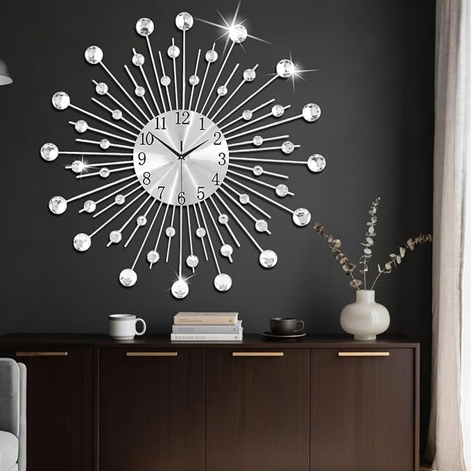 SIN&MI Large Wall Clock for Living Room Decor Non-Ticking Quiet Metal Quartz - Image 7
