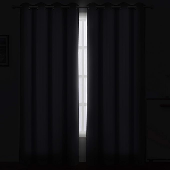LEMOMO Blackout Curtains 66 x 95 inch/Grey Curtains Set of 2 Panels/Thermal - Image 3