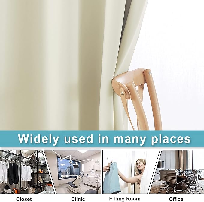 RYB HOME Privacy Room Divider Curtains Extra Wide Blackout Drapes Noise & Odor - Image 5
