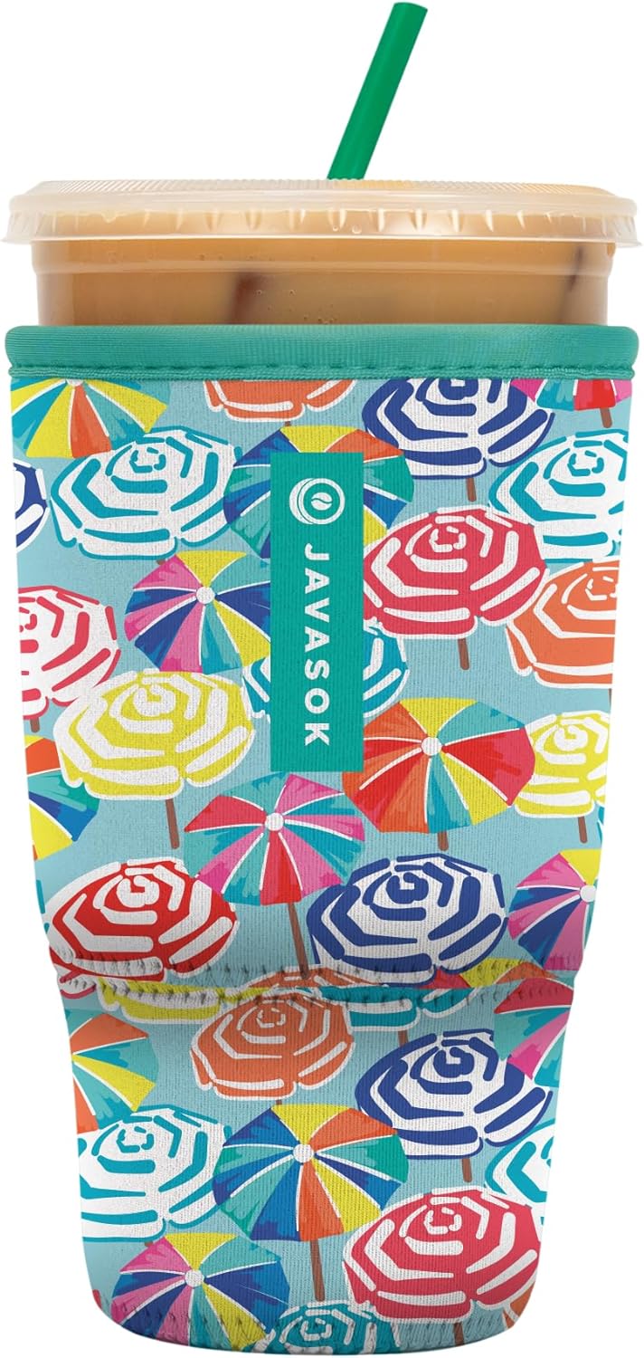 Sok It JavaSok Iced Coffee & Cold Soda Insulated Neoprene Cup Sleeve (Sicilian Sunsets, Large: 30-32oz)