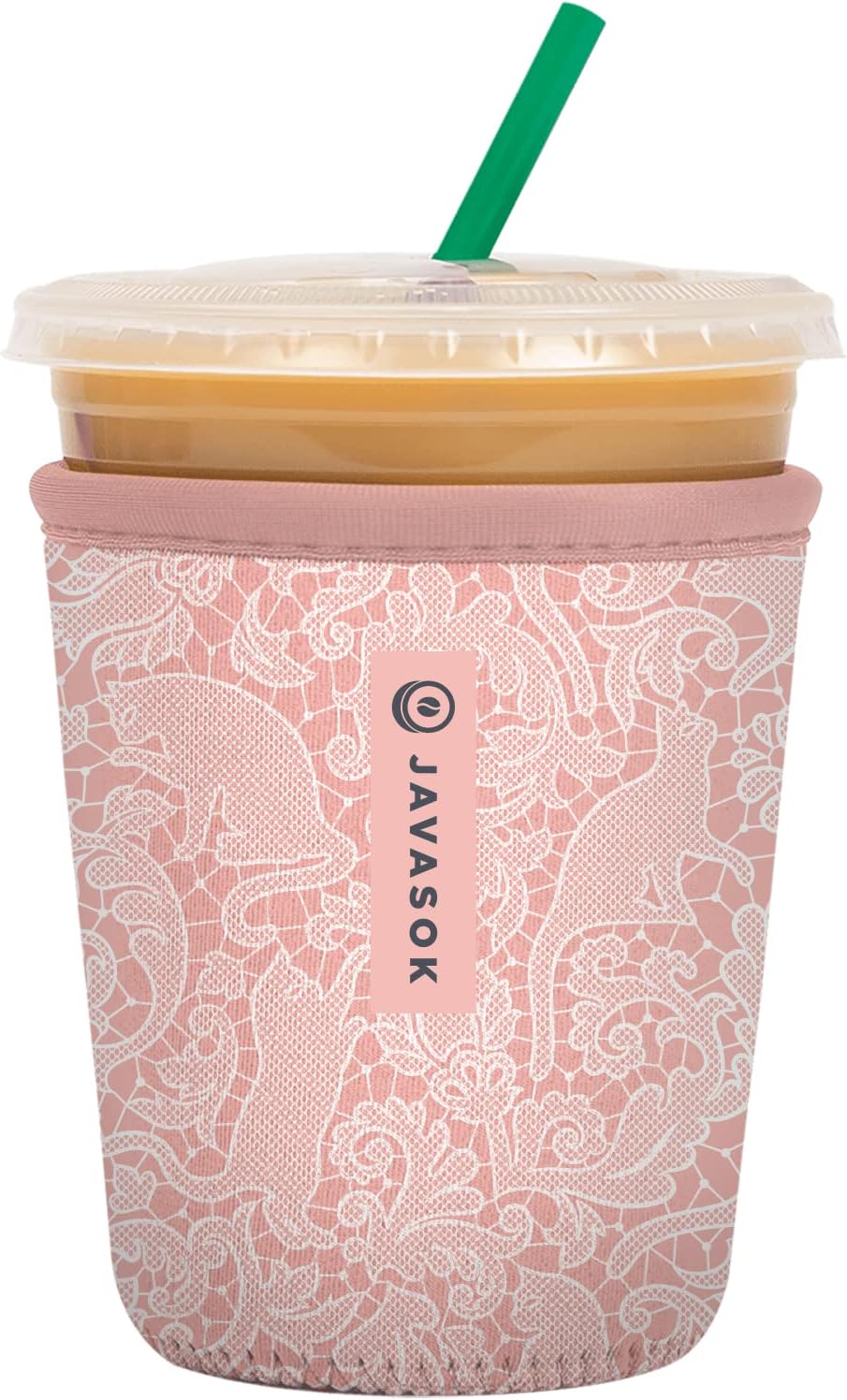 Sok It JavaSok Iced Coffee & Cold Soda Insulated Neoprene Cup Sleeve (Paisley Pink Cats, Small: 16-20oz)