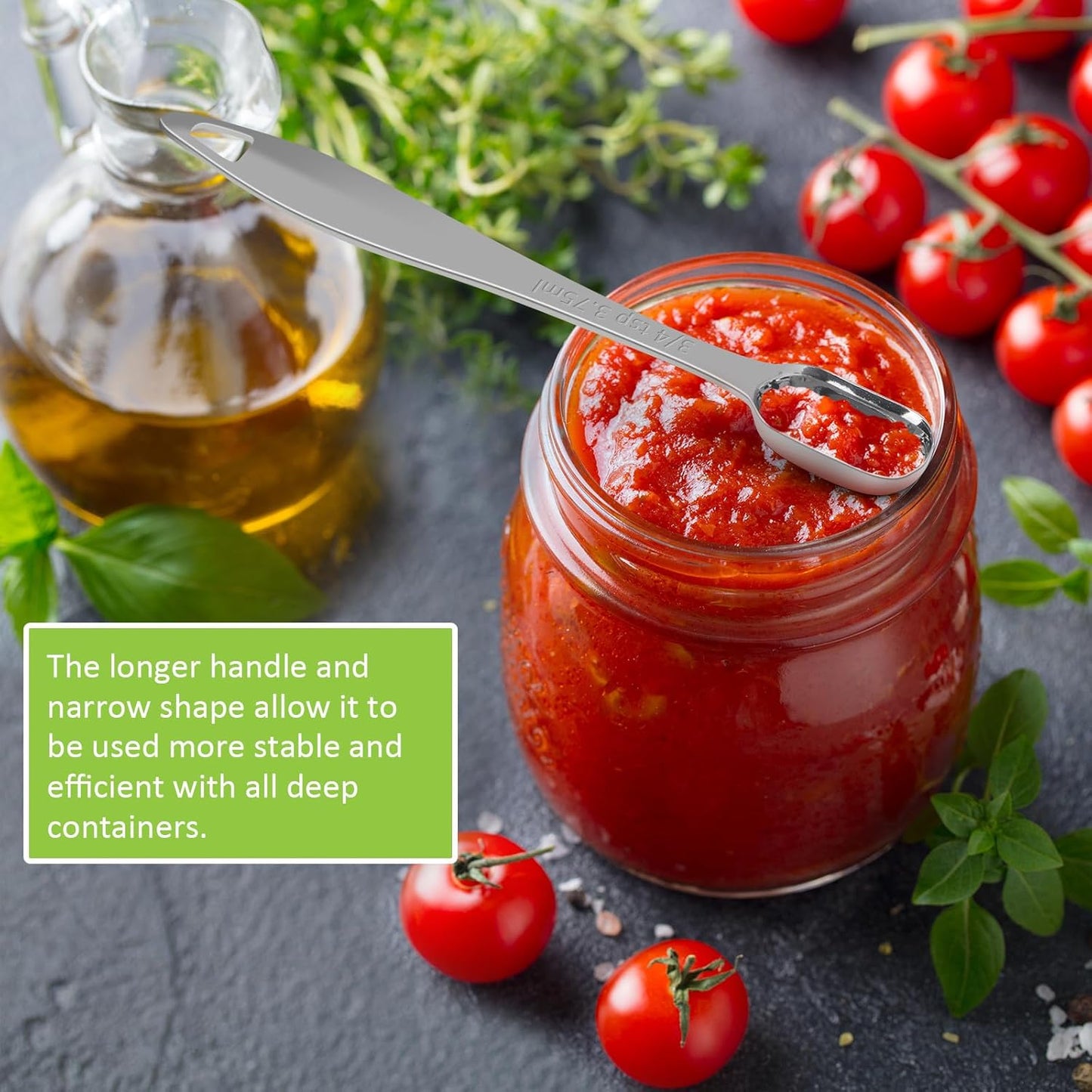 2 Pcs 1 Teaspoon(5 mL | 1 Tsp | 1/3 Tbsp | 5 cc | 1/6 oz) Stainless Steel Single Measuring Spoon, Long Handle Metal Measuring Spoon, Kitchen Gadgets for Cooking & Baking