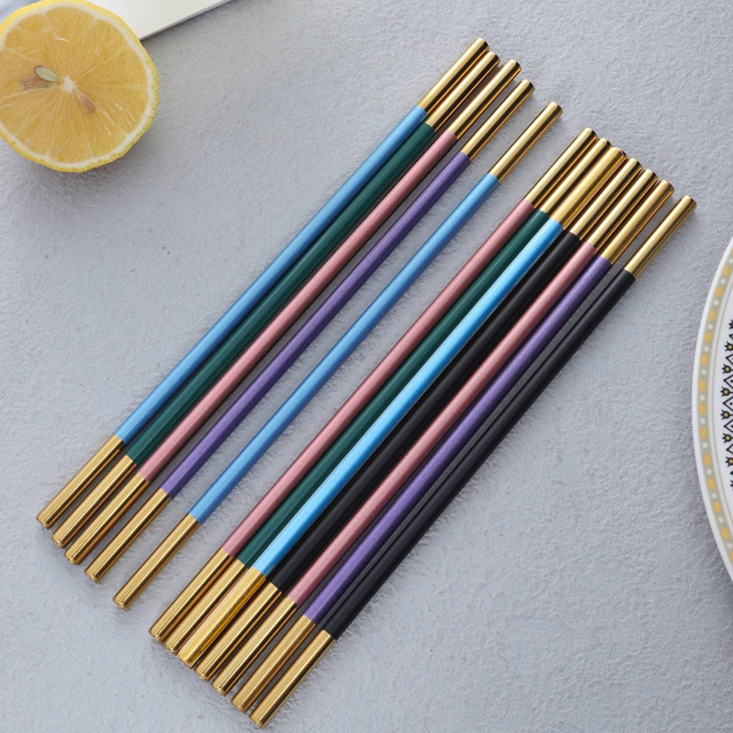 Stainless Steel Reusable Metal Straws,Extra Long Reusable Metal Straws,Metal Drinking Straws,Mixed Colours,Straight,5-color,5 Pieces.