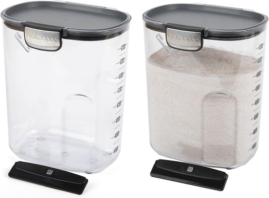 Progressive International ProKeeper+ Clear Plastic Airtight Food Baker's Kitchen Storage Organization Container Canister Set with Magnetic Accessories, 2- Piece Set (Flour 4-Quart)