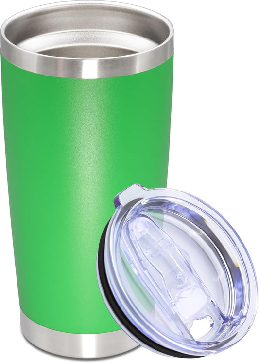 20oz Tumbler Stainless Steel Tumbler Cup with Lid Vacuum Insulated Double Wall Travel Mug, Durable Powder Coated Travel Coffee Tumbler Mug for Hot & Cold Drinks, Green,1 Pack
