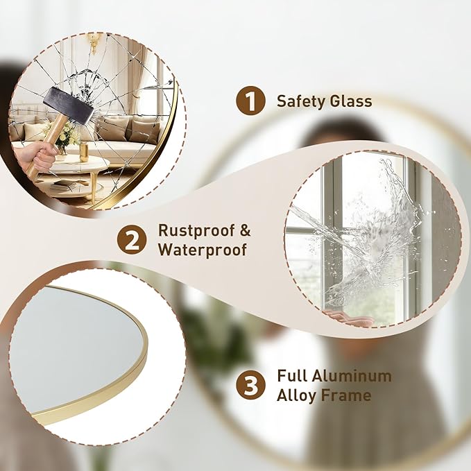 NEWBULIG 30 Inch Round Wall Mirror, Bathroom Mirror - Image 4