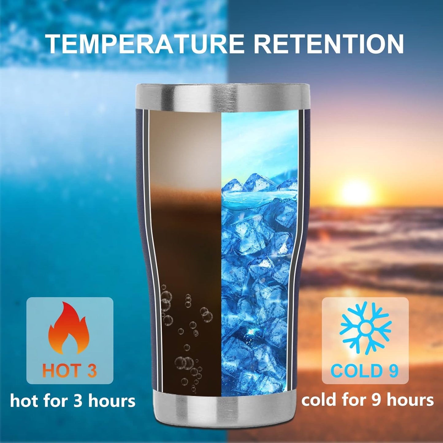 DOMICARE 20oz Tumbler with Lid Stainless Steel Tumblers Bulk, Double Wall Vacuum Insulated Coffee Travel Mug Powder Coated Tumbler, 4 Pack Navy