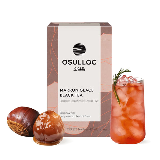 Osulloc Marron Glacé Black Tea, Roasted Chestnut Flavored, Sweet & Elegant Black Tea, Premium Tea Bags from Jeju Island, 20 count, 1.41oz