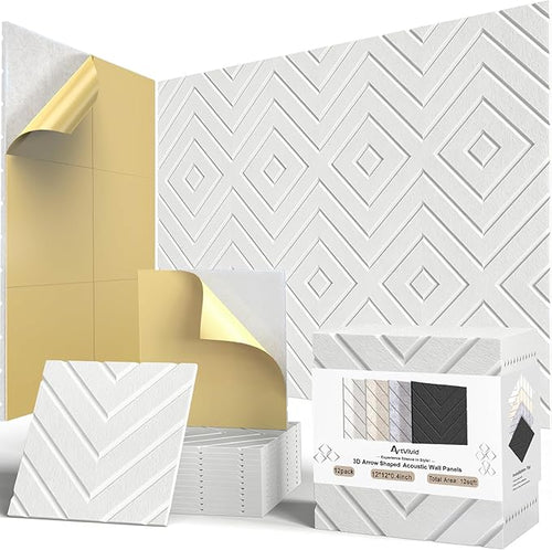 12Pack Acoustic Wall Panels, Self-Adhesive Sound Proof Foam Panels by ArtVivid