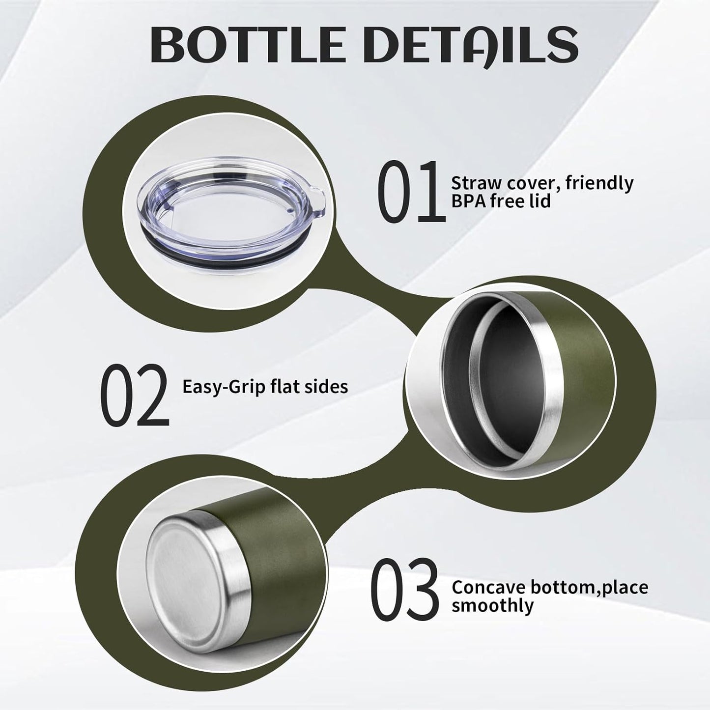 StarSpeed 20oz Tumbler Bulk with Lid, Stainless Steel Insulated Tumblers Double Wall Vacuum Insulated Travel Mug, Powder Coated Coffee Cups for Hot and Cold Drinks(Navy Green,1)