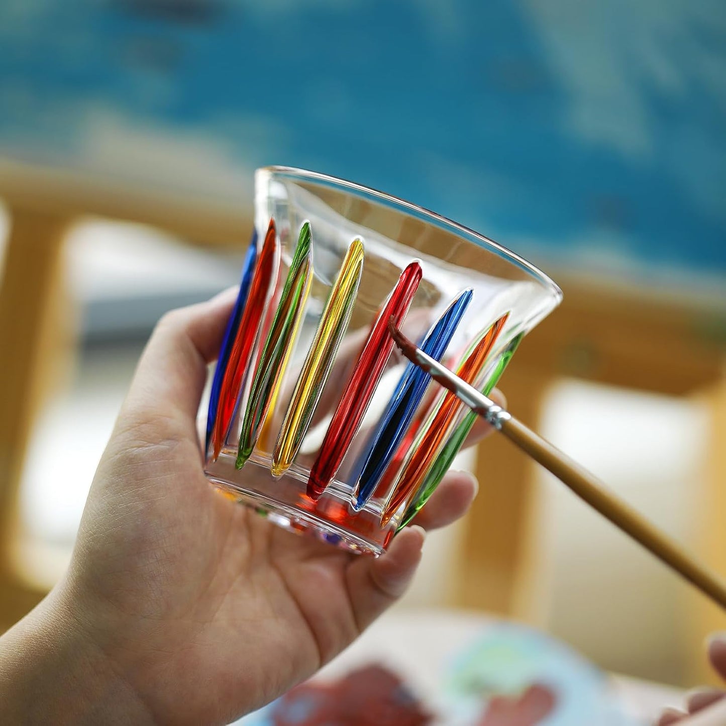 MHW-3BOMBER Shot Glasses Set of 6 Small Glass Cups 3OZ Colored Painted Latte Glasses for Espresso, Whiskey, Vodka, Spirits & Liquors G6191-OS