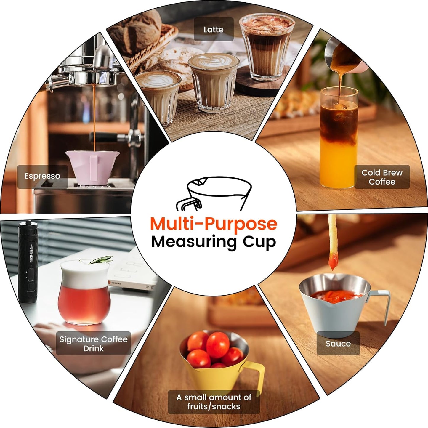 MHW-3BOMBER Espresso Measuring Cups, Double Spouts Stainless Steel Espresso Pour Cup, Espresso Shot Cups with Handle Scale, Metal Measuring Cups with V-Shaped Mouth, 3.4OZ/100ML Pink G5669-OS