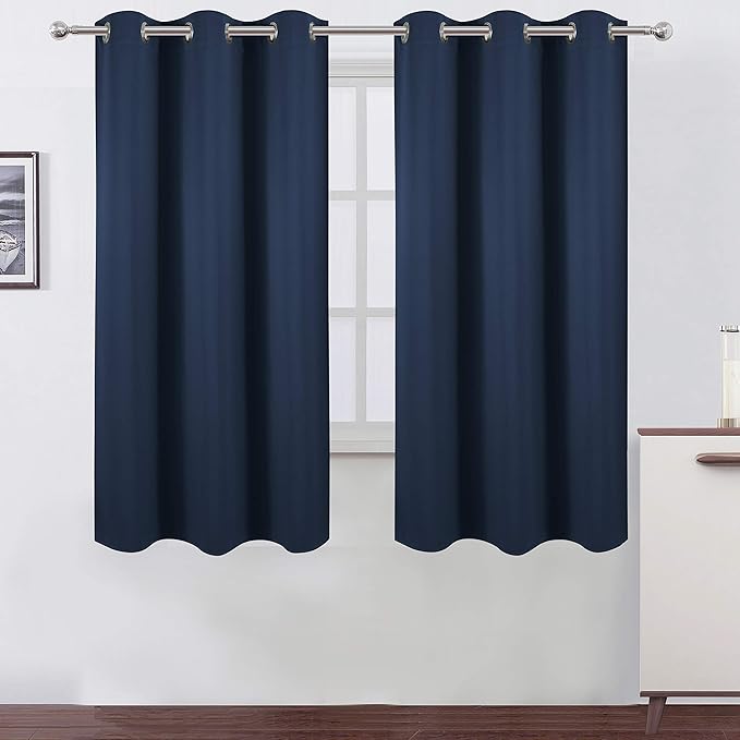 LEMOMO Navy Blue Blackout Curtains 40 x 63 Inch Length/Set of 2 Curtain by Lemomo