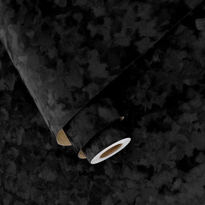 Wallercity Self Adhesive Felt Fabric Wallpaper Black Velvet Wallpaper Peel and by Wallercity