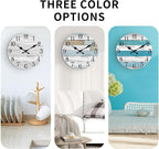 KECYET Wall Clock Battery Operated 8 Inch Outdoor Beach Style Blue Coastal - Image 3
