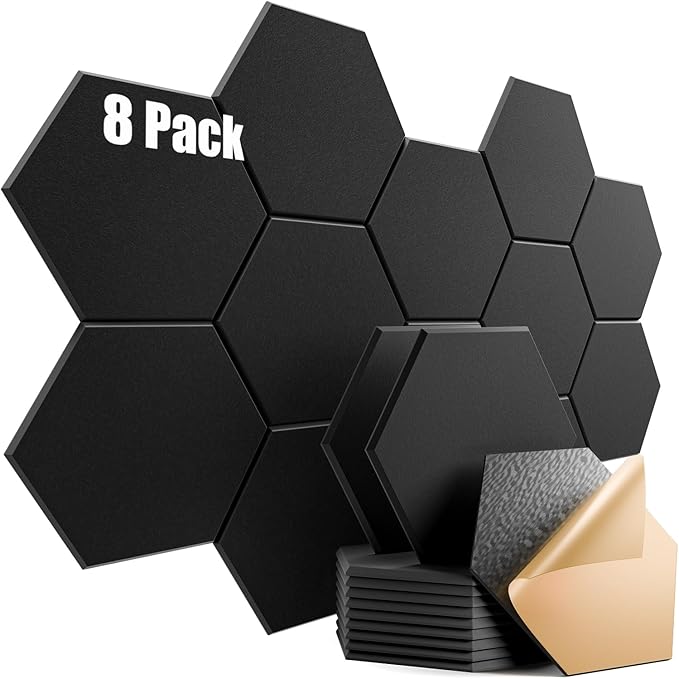 8 Pack Self-Adhesive Acoustic Panels 12" X 10" X 0.4" by Dailycooper