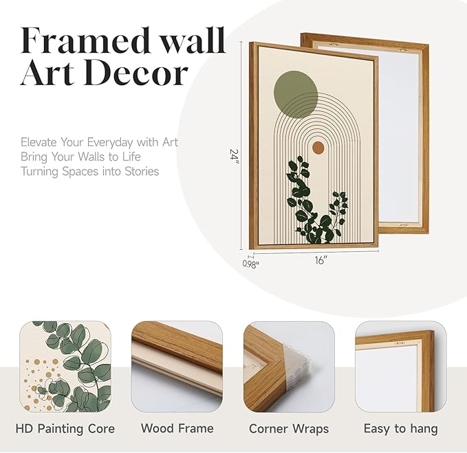 3 Piece Framed Abstract Boho Wall Art - Image 4
