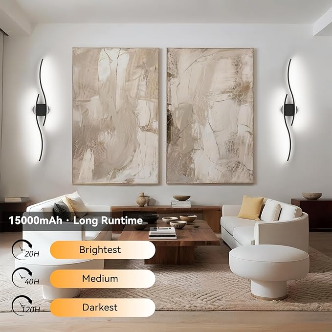 hunhun 40 Inch Battery Operated Wall Sconces, Wireless Wall Sconce - Image 3