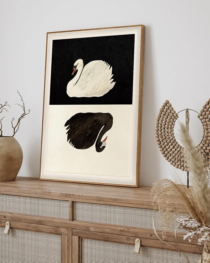 VIYYIEA Framed Wall Art for Living Room, Swan Canvas Prints, Vintage Home Decor - Image 3