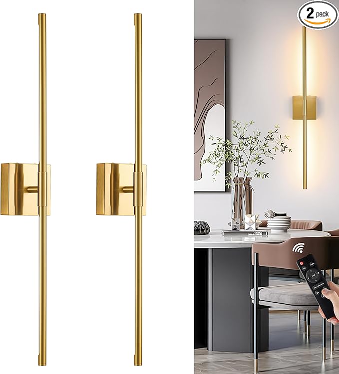 Morauroral Gold Rechargeable Wall Sconces Set of 2, 10000mAh Battery Operated by Morauroral