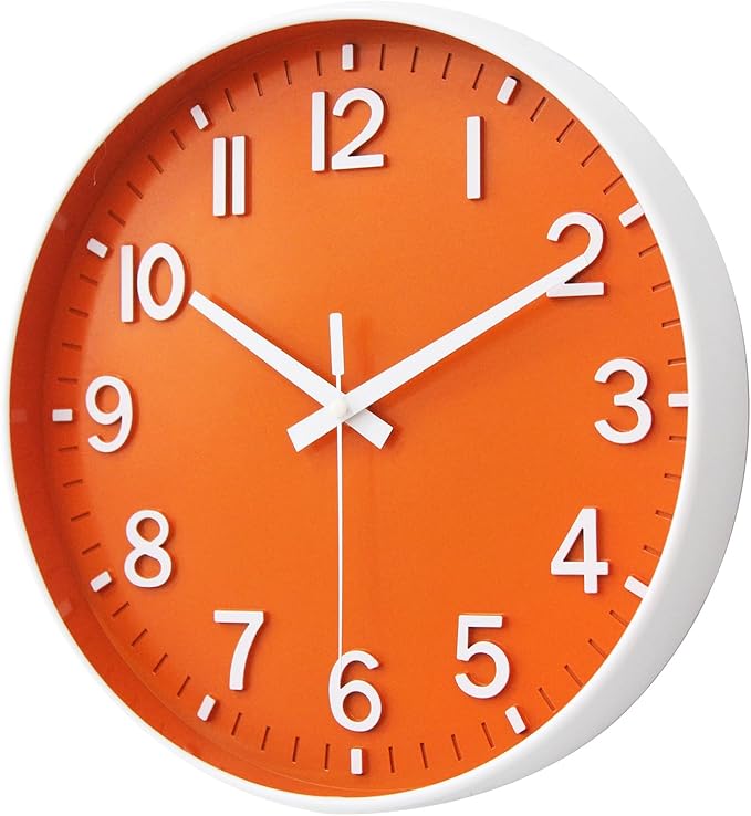 HZDHCLH Wall Clocks Battery Operated, Wall Clock Orange, 8 inch Wall Clock - Image 2