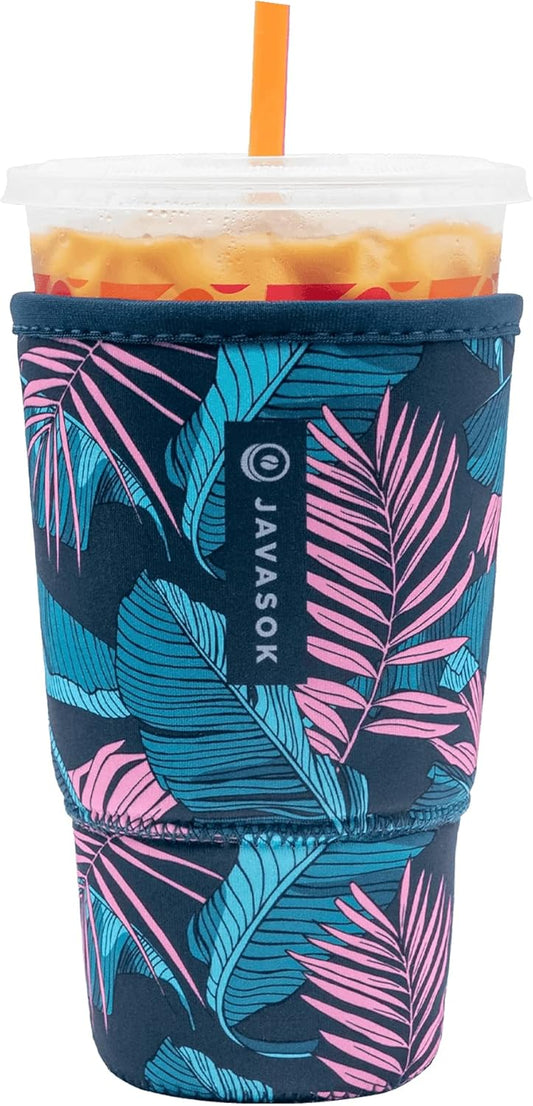 Sok It JavaSok Iced Coffee & Cold Soda Insulated Neoprene Cup Sleeve (Midnight Tropics, XXLarge: 44-48oz)