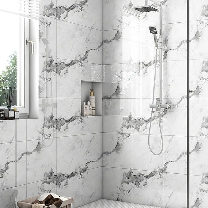 Chejiaye 10pcs Marble Peel and Stick Backsplash Waterproof Washroom Wall Panels - Image 2