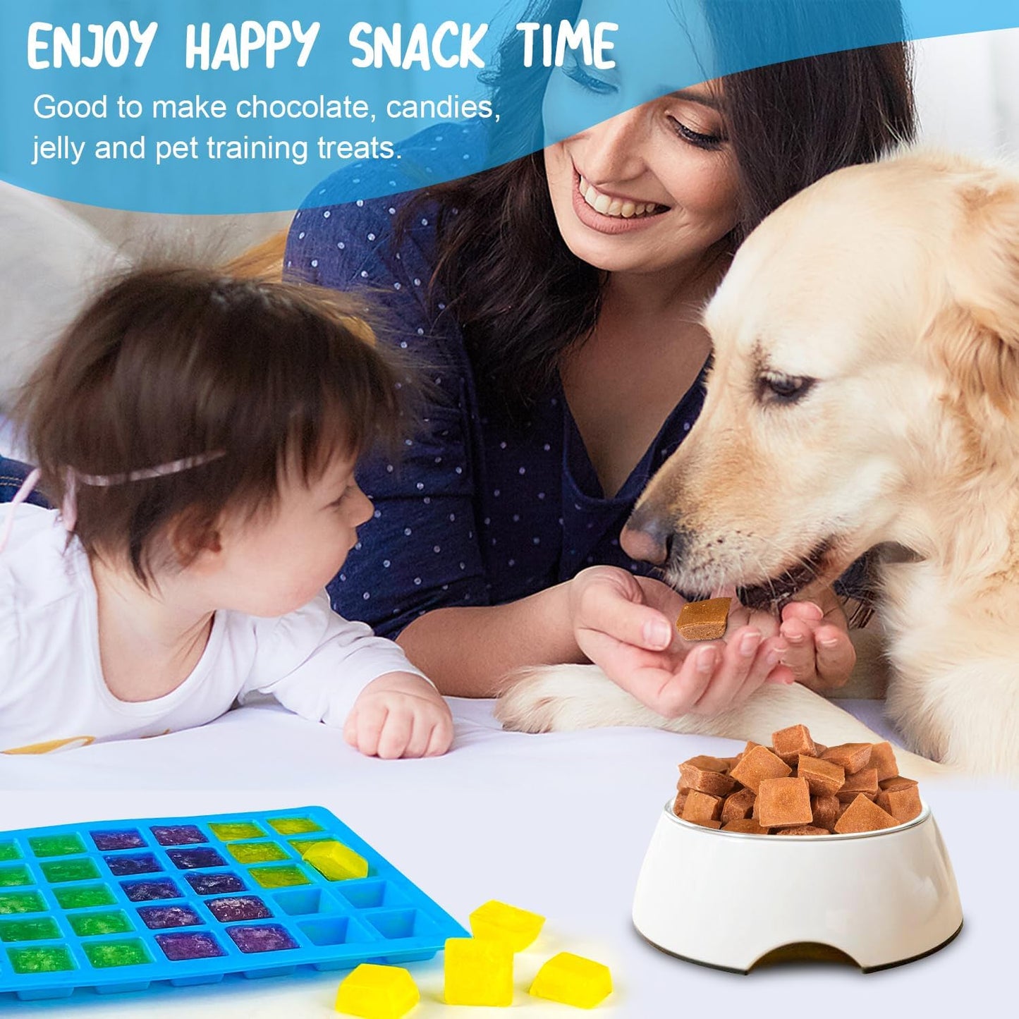 Mini Square-Terrace Silicone Chocolate Molds 50 Cavities - Walfos Non Stick Silicone Candy Molds, Silicone Molds for Chocolate, Candy, Gummy, Jelly, Ice Cubes, Food Grade & Dishwasher Safe, 4 Packs