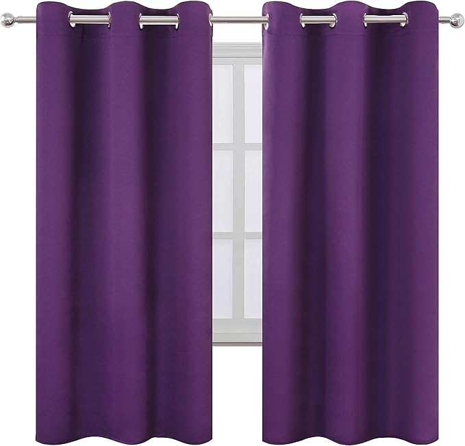 LEMOMO Purple Thermal Blackout Curtains/42 x 72 Inch/Set of 2 Panels Room - Image 2