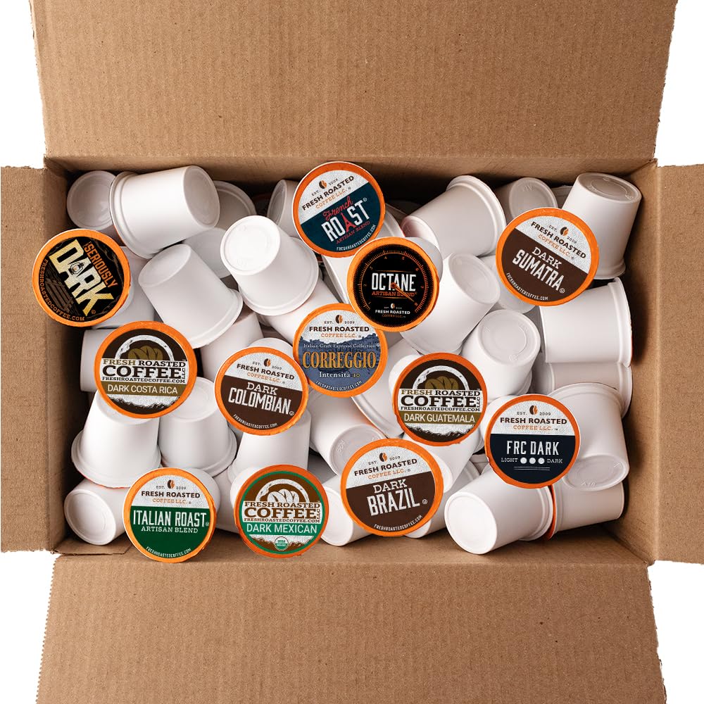 Fresh Roasted Coffee, Dark Roast Big Box Variety Pack, K-Cup Compatible, 144 Count