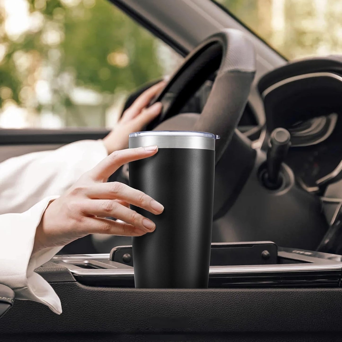 20 oz Tumbler with Lid Stainless Steel Insulated Tumblers Bulk Double Wall Vacuum Cups Powder Coated Travel Mug Keep Drink Cold and Hot, Black, 8 Pack