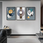 Large Framed Modern Luxury Abstract Wall Art, 3 Piece Blue-Green Prints - Image 4