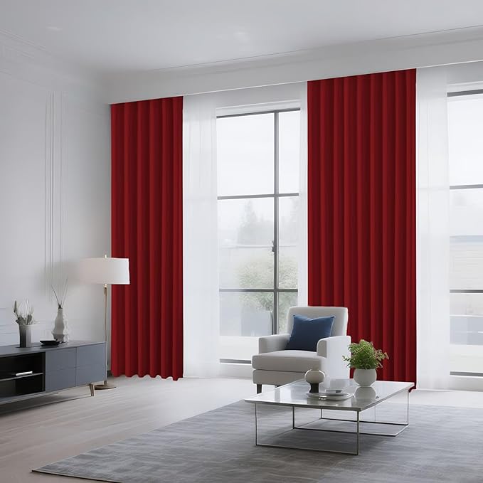 CUCRAF Red Blackout Curtains 84 inch Length 2 Panels Set, Rod Pocket Room - Image 8