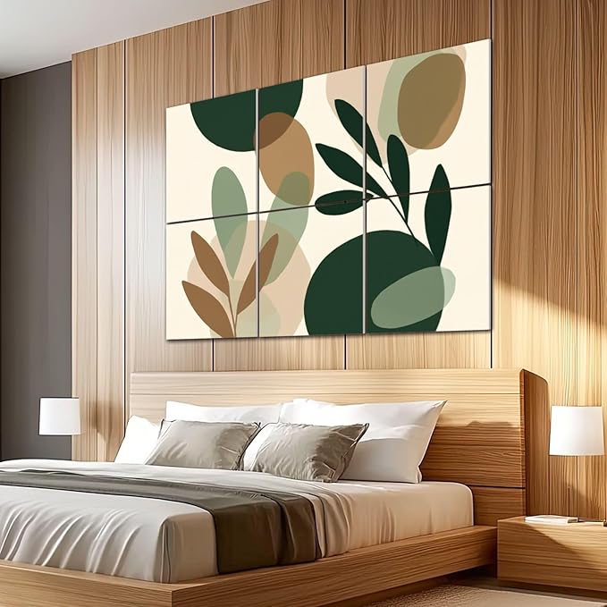 6 Pack Art Acoustic Panels Sound Absorbing Boho Botanical Leaf Orange Green - Image 5