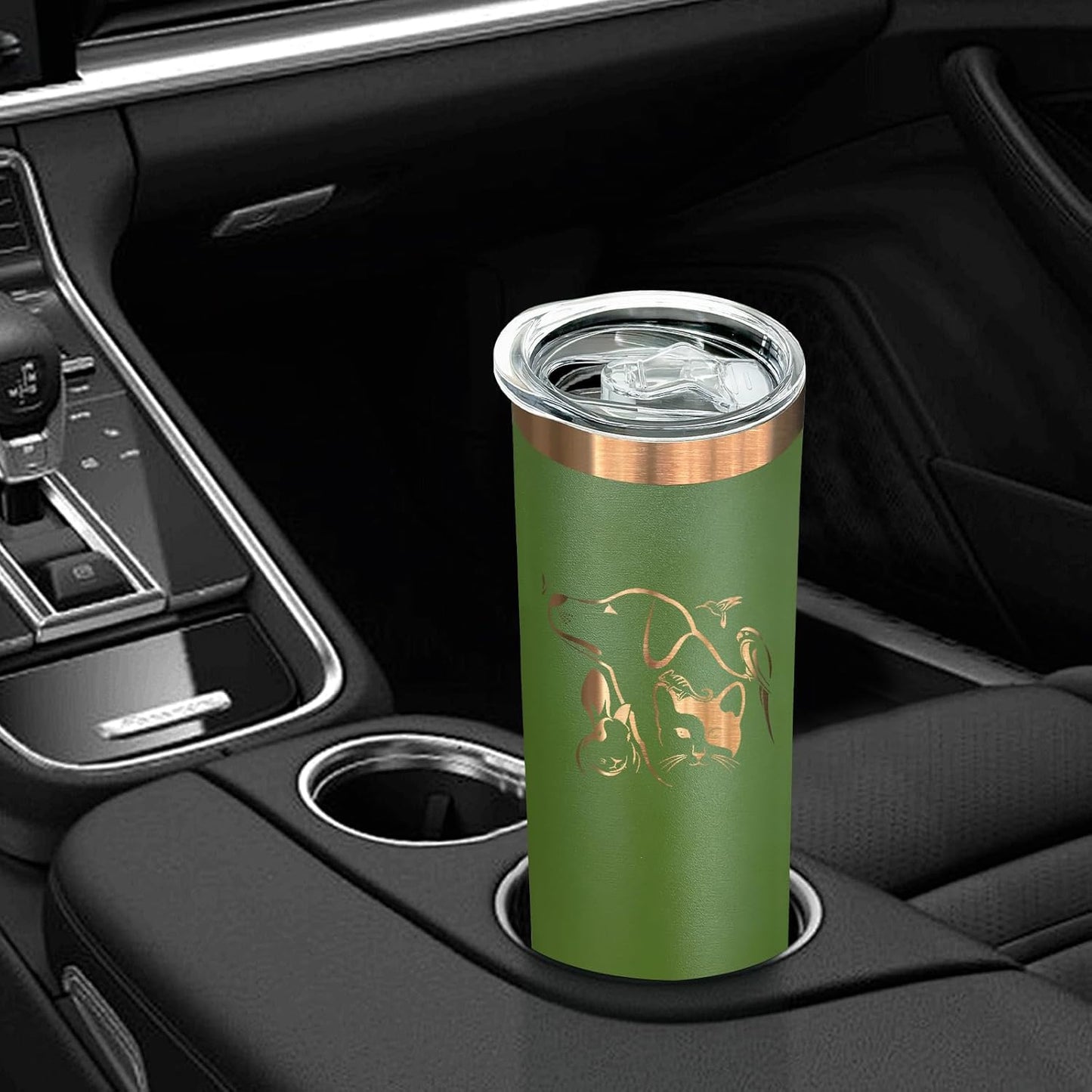 20 oz Skinny Tumblers Bulk 4 Pack, Stainless Steel Insulated Tumbler with Lids and Straws, Slim Double Wall Powder Coated Travel Coffee Mug Reusable Cup for Hot Cold Drinks (Army Green,4 pack)