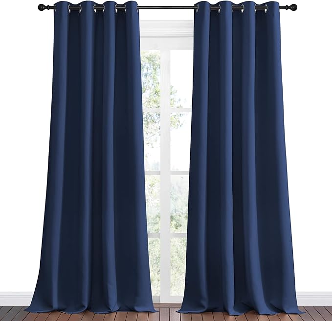 NICETOWN Navy Blackout Curtains 108" Long - Image 2
