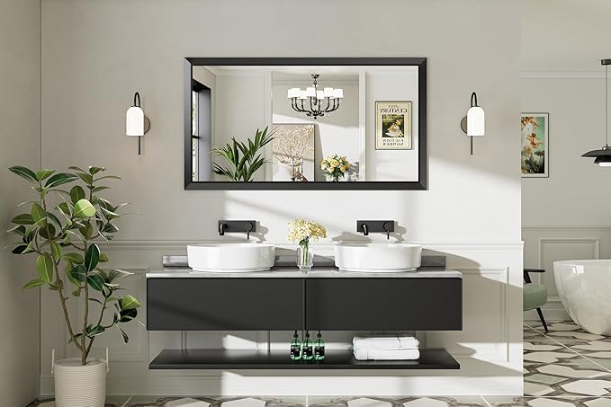 Briivue 55.1x30.1 Inch Black Bathroom Mirror - Image 8