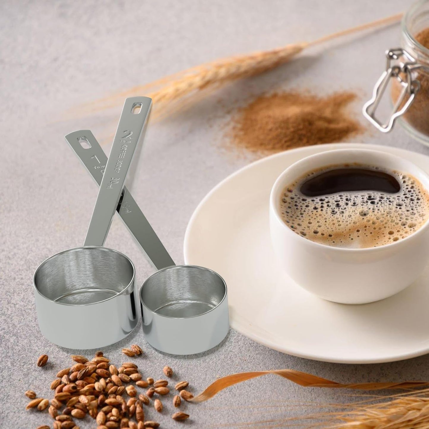 2PCS 2 Tablespoon Coffee Scoop, Long Handle Measuring Spoon, Two tbsp (30ml, 1/8cup) Stainless Steel Scooper