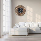Honiway 16 Inch Wall Clocks, Rustic Wood Boho Sunburst Decorative Wall Clock - Image 2