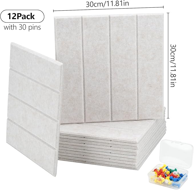 Acoustic Felt Bulletin Board Tiles Self-Adhesive Sound Absorbing Wall Panels - Image 4
