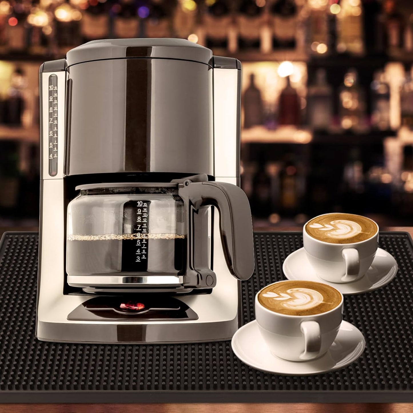 Extra Large (28 inch by 16 inch) Thick Rubber Service Bar Mat for Home Kitchen Counter Mat, Bartender Bar Mat, Dish Drying Mat, 1 Pack Black