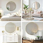 Round Gold Mirror, 30 Inch Circle Gold Mirror, Metal Frame Round Wall Mounted - Image 5