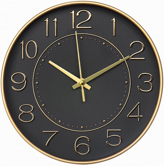 HZDHCLH Modern Wall Clocks Battery Operated, 10 inch Black and Gold Clock - Image 8