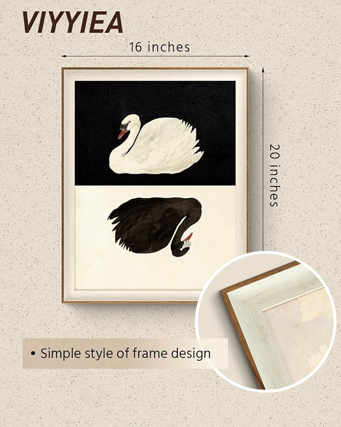 VIYYIEA Framed Wall Art for Living Room, Swan Canvas Prints, Vintage Home Decor - Image 2