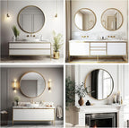 Sunniry Gold Round Mirror 16 inch, Small Round Mirror, Brushed Metal Frame - Image 6